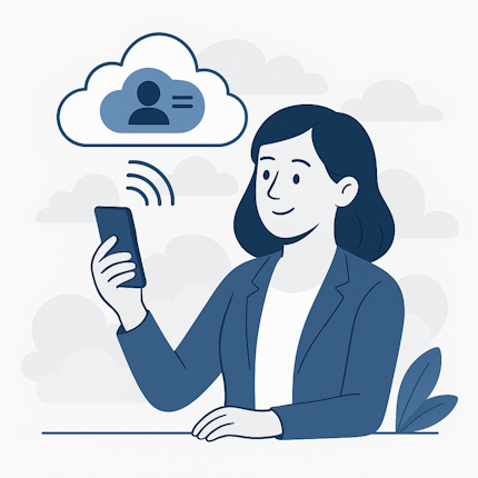 Person connecting digitally via cloud communication